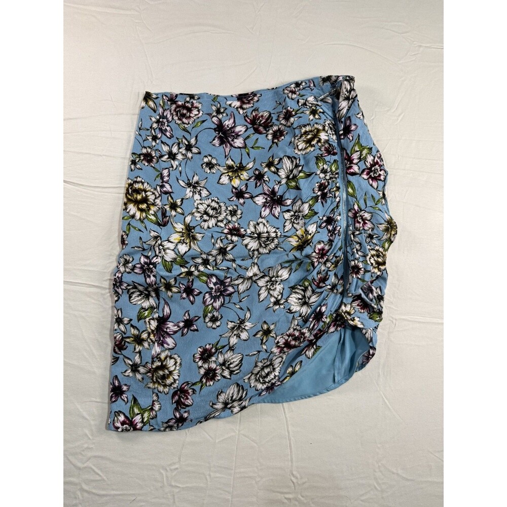 GUESS Riot Bloom Floral Ruffle Wrap Mini Skirt – Women’s Size 6 – Blue – Layered